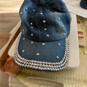 Denim Cap with Rhinestones